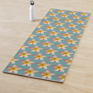 Tapis De Yoga Fleurs de frangipanier Plumeria pastel sur sarcell