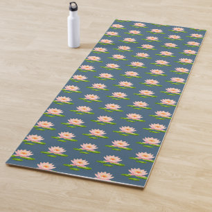 Tapis De Yoga Fleurs de Lotus rose et coussinets de Lily sur Mat