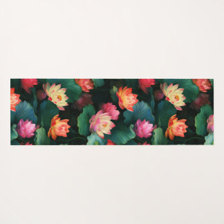 Tapis De Yoga Fleurs de Lotus Rose Ethéal, Inspiré Art Nouveau