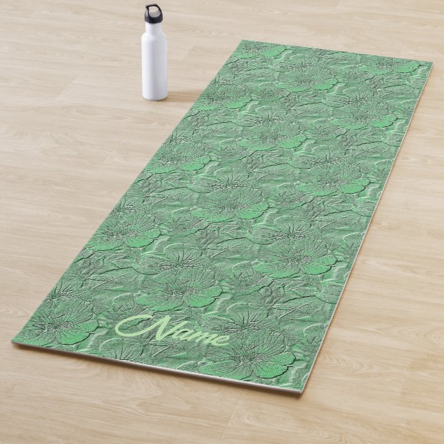 Tapis De Yoga Fleurs de marguerite verte Nature Art Personnalisé (En situation)