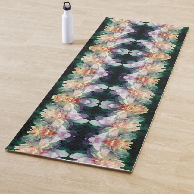 Tapis De Yoga Fleurs de pivoine rose Multipliées Abstraites (En situation)