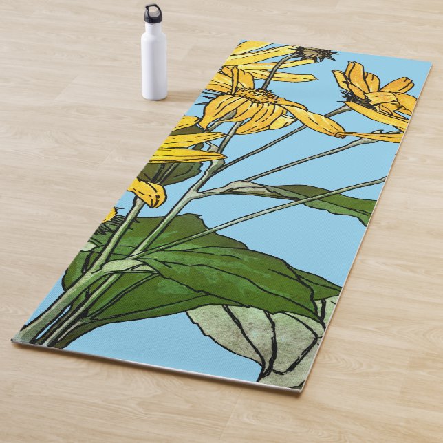 Tapis De Yoga Fleurs de soleil Art Nouveau (En situation)