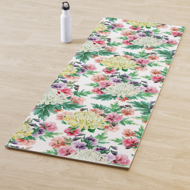 Tapis De Yoga Fleurs d'été colorées motif (En situation)