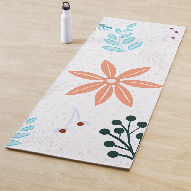 Tapis De Yoga Fleurs et Feuilles chatoyants et élégants | (En situation)