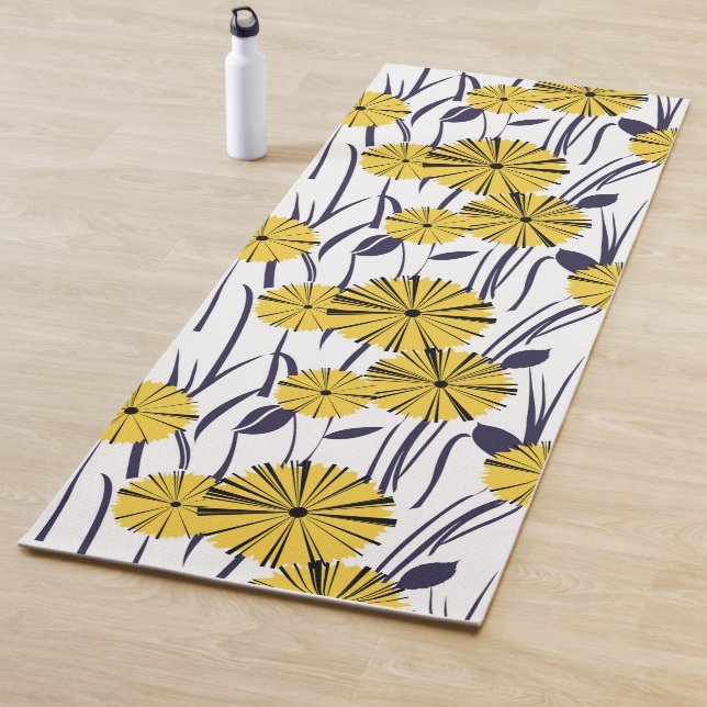 Tapis De Yoga Fleurs jaunes (En situation)