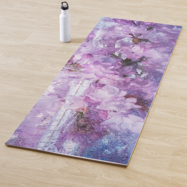 Tapis De Yoga Fleurs Lilac congelées (En situation)