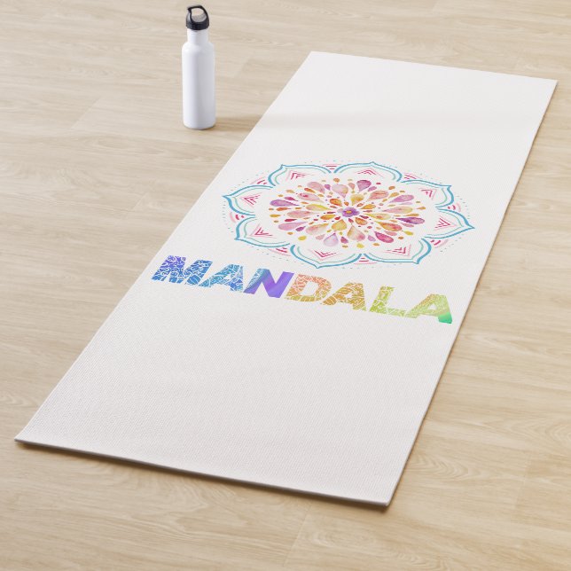 TAPIS DE YOGA FLEURS LOTUS COLORÉES MANDALA (En situation)