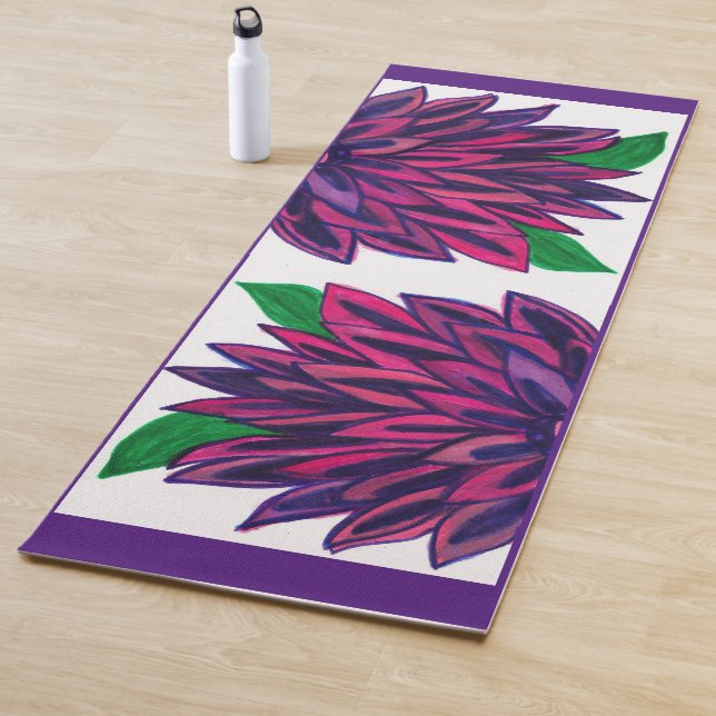 Tapis De Yoga Fleurs magenta Yoga Mat (En situation)