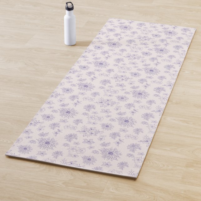 Tapis De Yoga Fleurs mignonnes violettes motif (En situation)