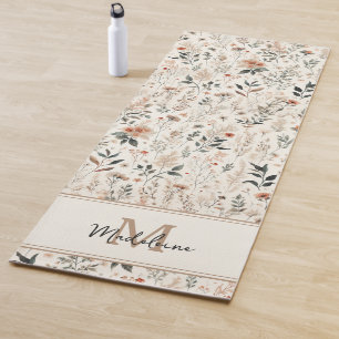 Tapis De Yoga Fleurs minuscules Rustique Chic Motif Nom Monogram