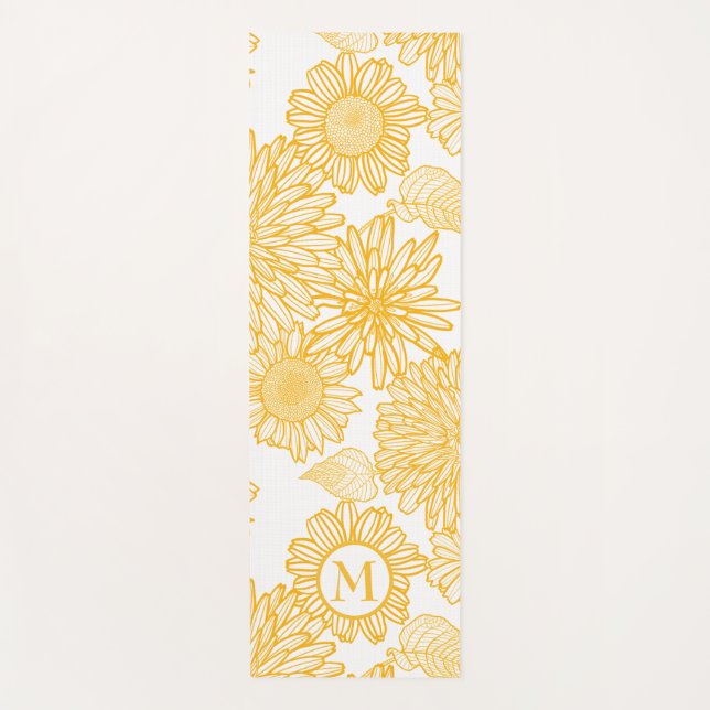 Tapis De Yoga Fleurs monogrammes Motif Yoga Mat (Devant)