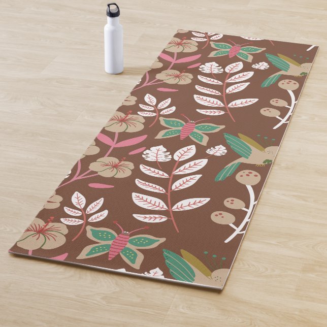 Tapis De Yoga Fleurs motifs florales sans soudure, feuilles, pap (En situation)