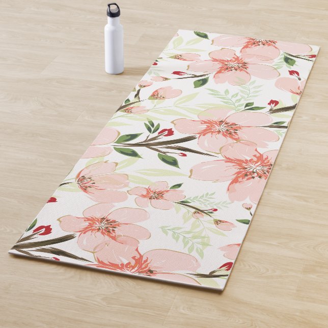 Tapis De Yoga Fleurs roses (En situation)