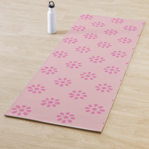 Tapis De Yoga Fleurs roses Pastel Boho Motif esthétique