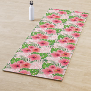 Tapis De Yoga Fleurs roses tropicales