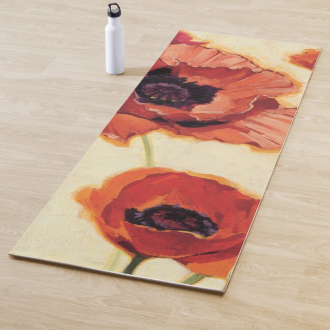 Tapis De Yoga Fleurs rouges (En situation)