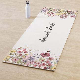 Tapis De Yoga Fleurs sauvages de fleurs mignonnes Nom Yoga Mat