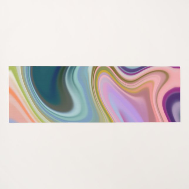 Tapis De Yoga Fleurs super et vagues (Dos (Horizontal))