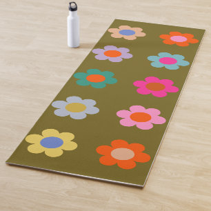 Tapis De Yoga Fleurs vintages florales Abstraites rétro