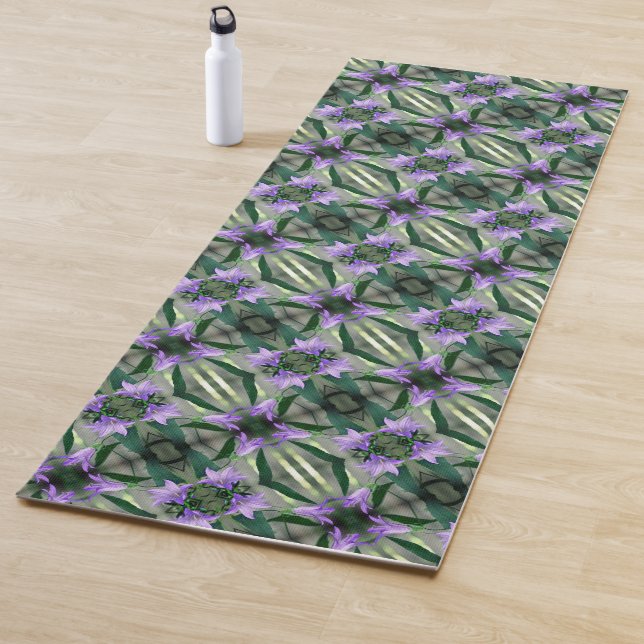 Tapis De Yoga Fleurs violettes délicates Motif Abstrait (En situation)