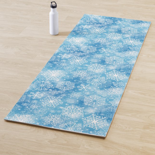 Tapis De Yoga Flocon de neige bleu (En situation)