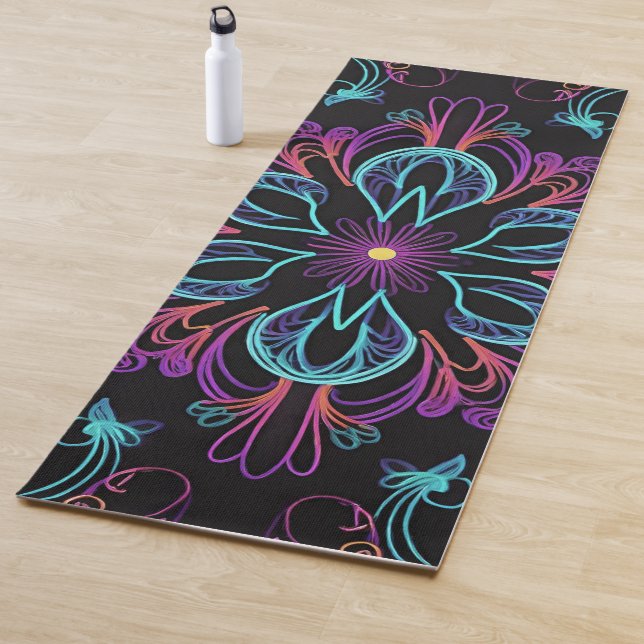 Tapis De Yoga Floral Abstrait vibrant (En situation)