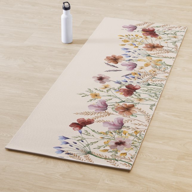 Tapis de yoga floral bohème (En situation)