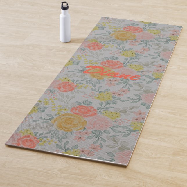 Tapis De Yoga Floral coloré (En situation)