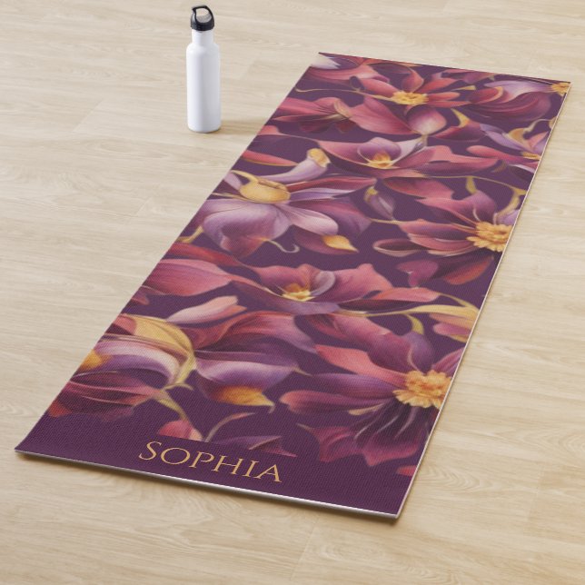 Tapis De Yoga Floral pourpre- (En situation)