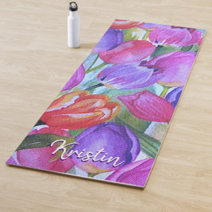 Tapis De Yoga Floral rose vintage