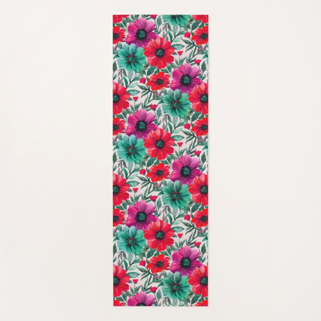 Tapis De Yoga Floral rustique mode rétro motif (Devant)