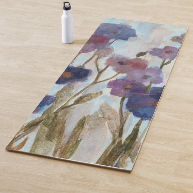 Tapis De Yoga Floral soustrait dans le pourpre (En situation)