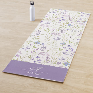 Tapis de yoga floral violet personnalisé