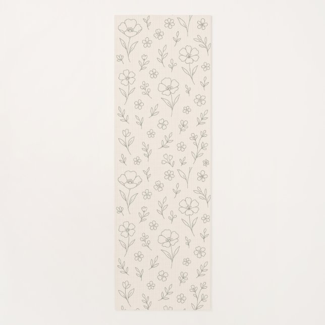 Tapis De Yoga Flower Line Drawing Mindful Minimalist (Devant)