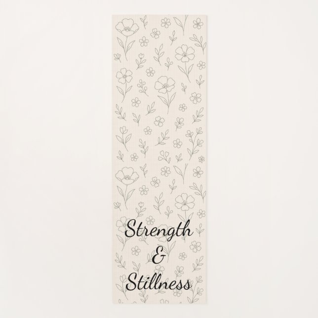 Tapis De Yoga Flower Line Drawing Mindful Minimalist Quote (Devant)