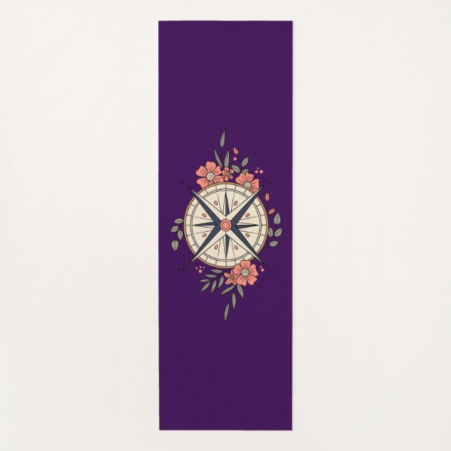 Tapis De Yoga Flowers, Directions, Compass  (Devant)