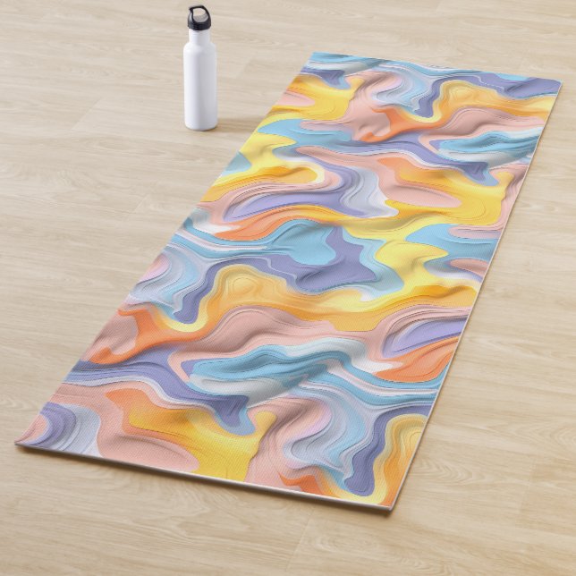 Tapis De Yoga Fluide Abstrait en Plastique Pastel (En situation)