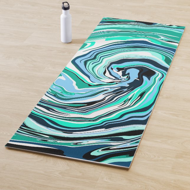 Tapis De Yoga Flûtes turquoises, bleues et blanches (En situation)