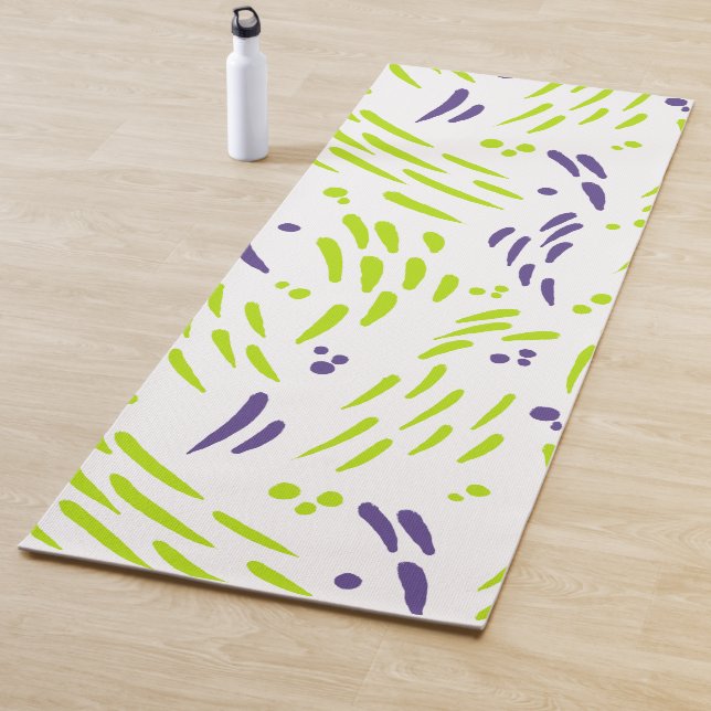 Tapis De Yoga Flux de chaux vert et pourpre (En situation)