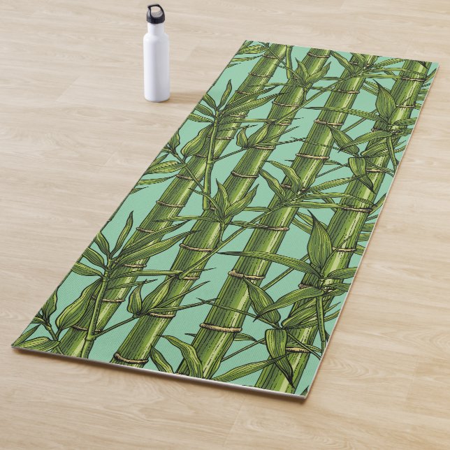 Tapis De Yoga Forêt de bambou sur bleu clair (En situation)