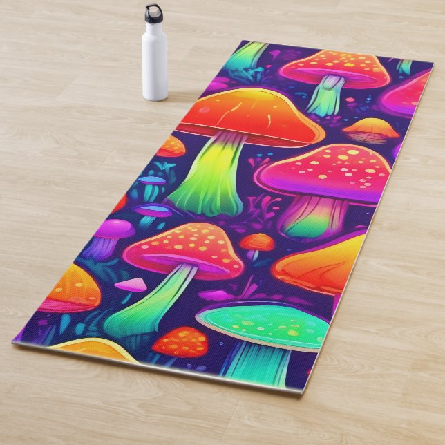 Tapis De Yoga Forêt de champignons à lueur de néon (En situation)