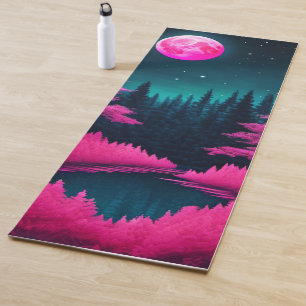 Tapis De Yoga Forêt Fantastique Néon sous la Lumière de la Lune