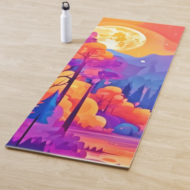 Tapis De Yoga Forêt Lune Vibrante (En situation)
