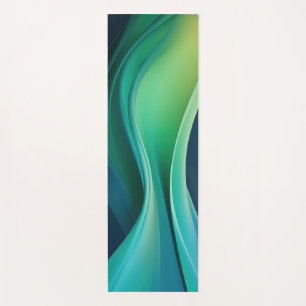 Tapis De Yoga Formes à flux vert sur bleu foncé