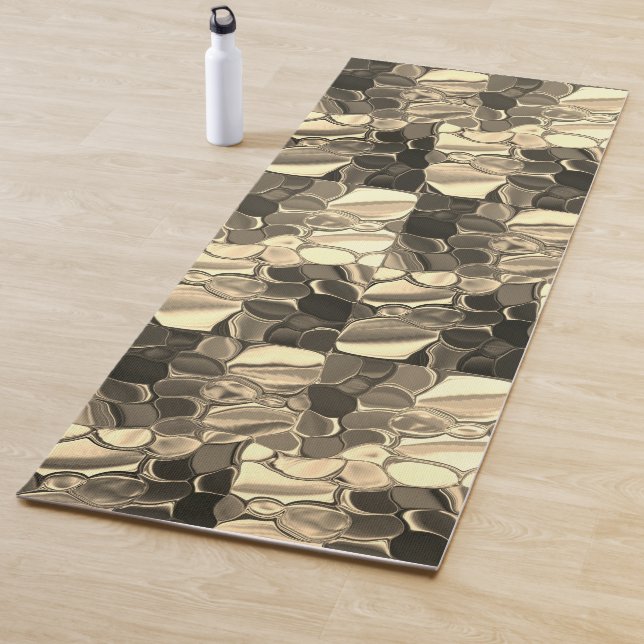 Tapis De Yoga Formes arrondies en bronze, or clair brillant ? (En situation)