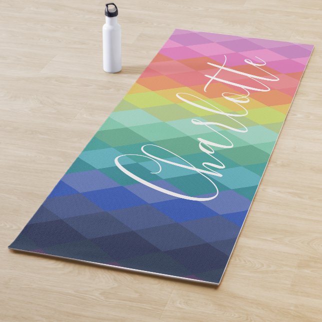 Tapis De Yoga Formes géométriques colorées Rainbow Personnalisée (En situation)