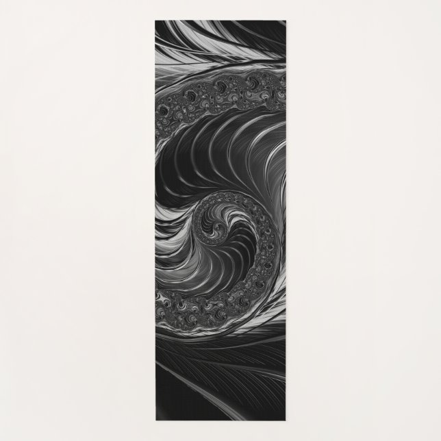 Tapis De Yoga Fractal Black Metal Nautilus (Devant)