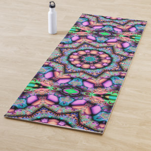Tapis De Yoga Fractal Mandala Floral Psychedelic Art