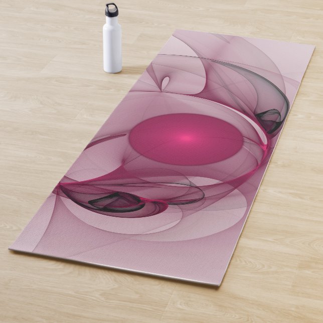 Tapis De Yoga Fractal, moderne Berry Abstrait Art rose (En situation)