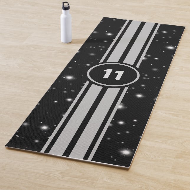 Tapis De Yoga Frappe de course noir et argent (En situation)